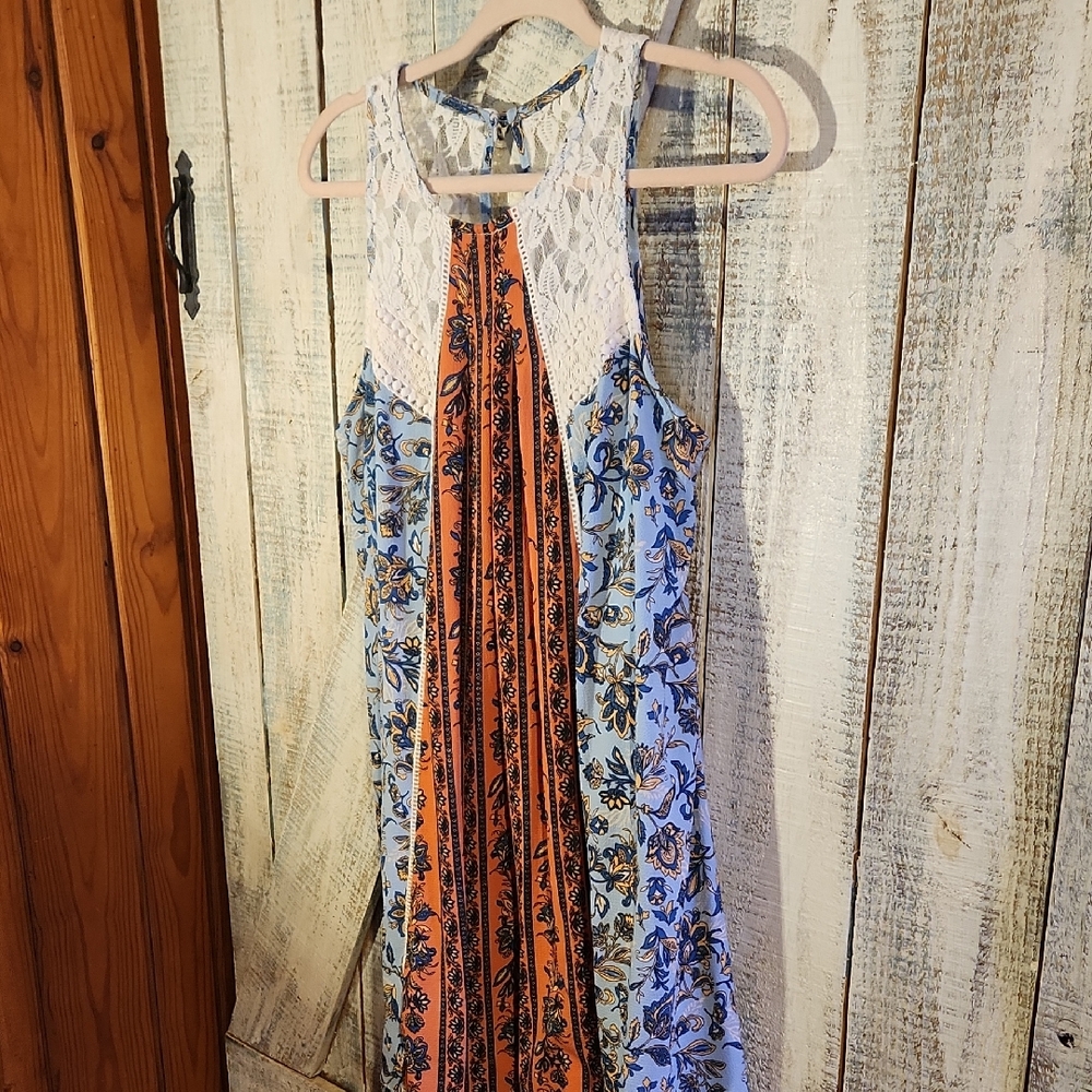 Xhilaration Women's Floral Mini Dress - Orange, Blue, White